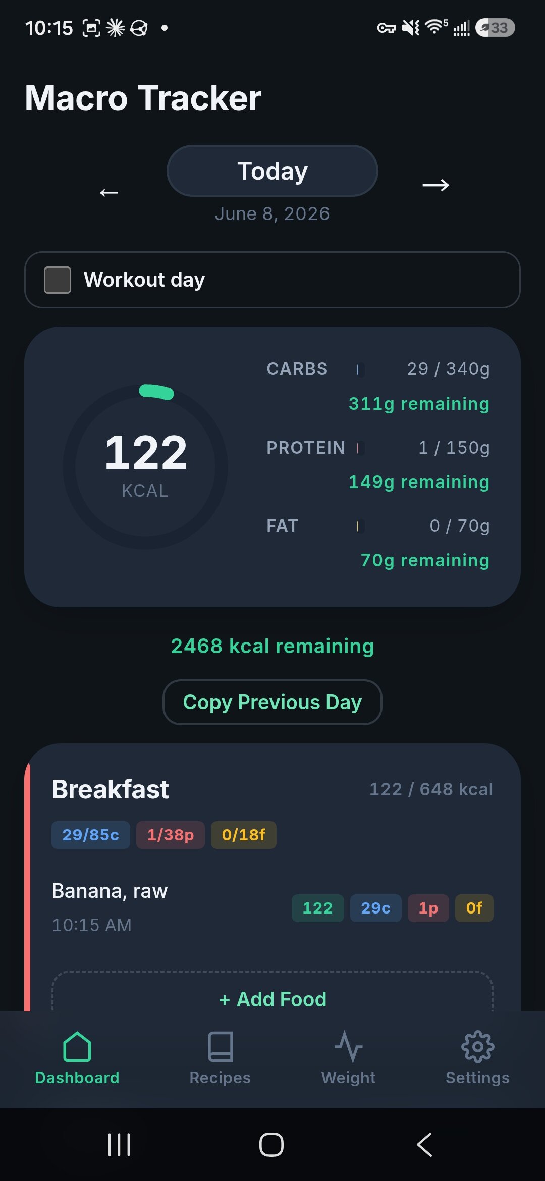 Macros Tracker screenshot