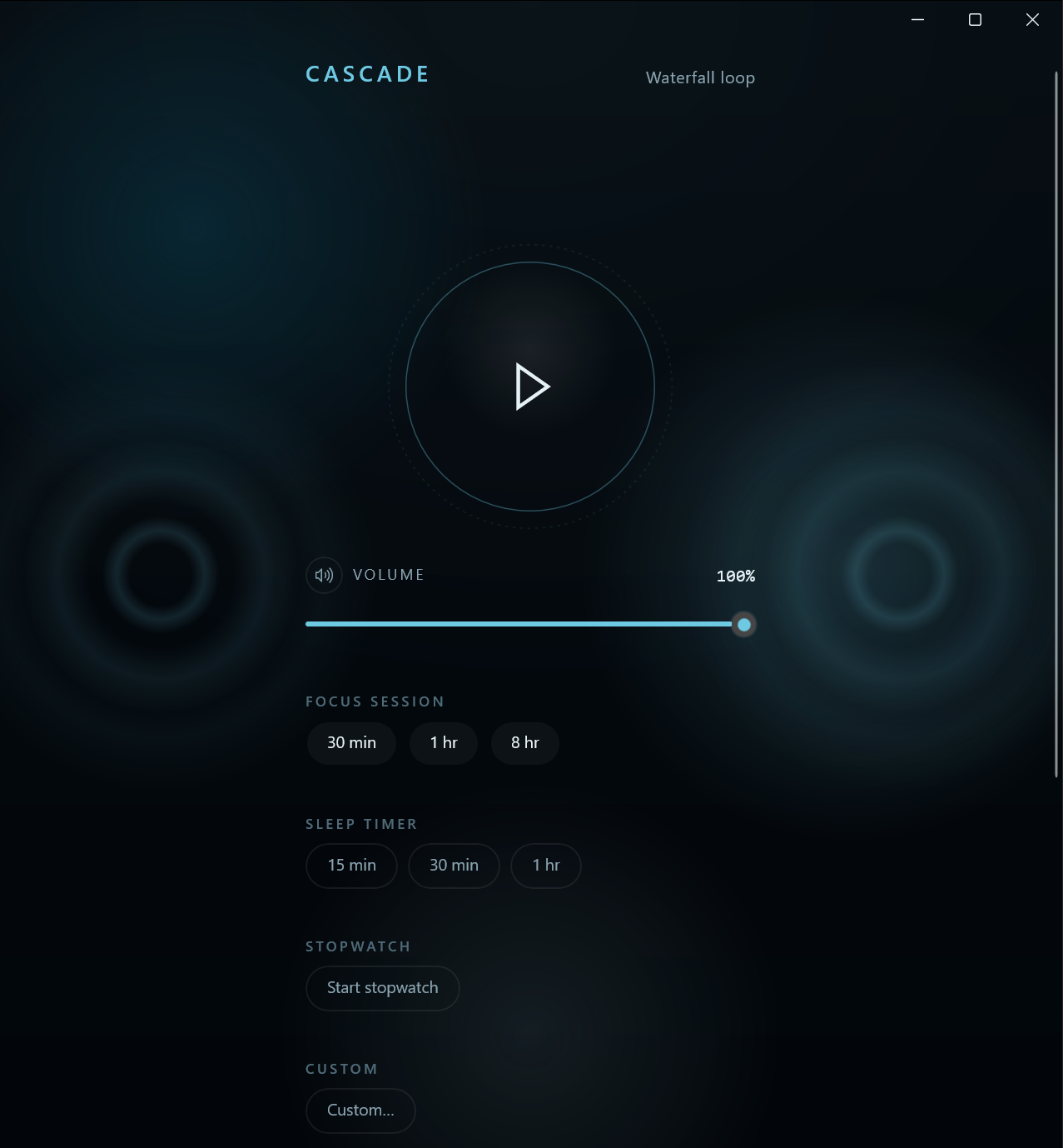 Cascade waterfall white-noise player