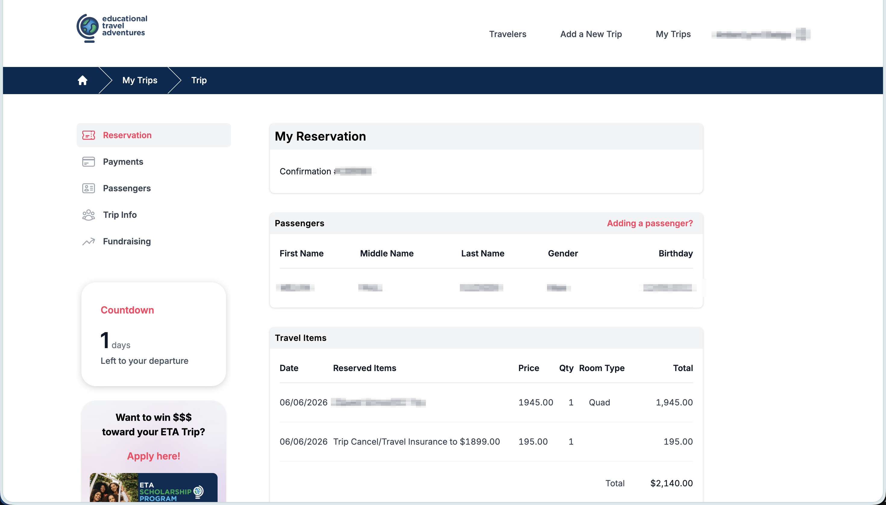 ETA Customer Portal - group leader and traveler self-service