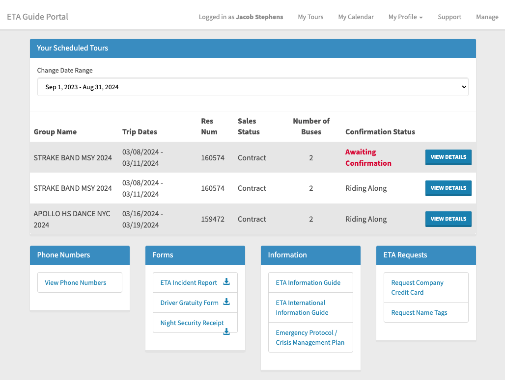ETA Guides Portal mobile-first contractor application